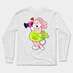 Rabbit as Hairdresser with Hairdryer Long Sleeve T-Shirt